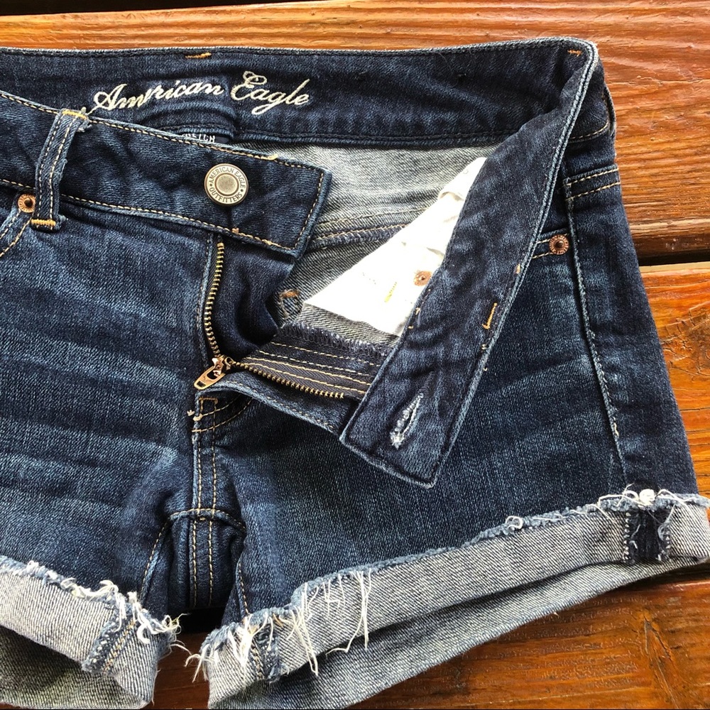 AEO Stretch Denim Raw Edge Hem Jean Shorts, 2 - Picture 6 of 8